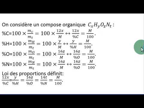 Chimie organique 1 Loi des proportions définies